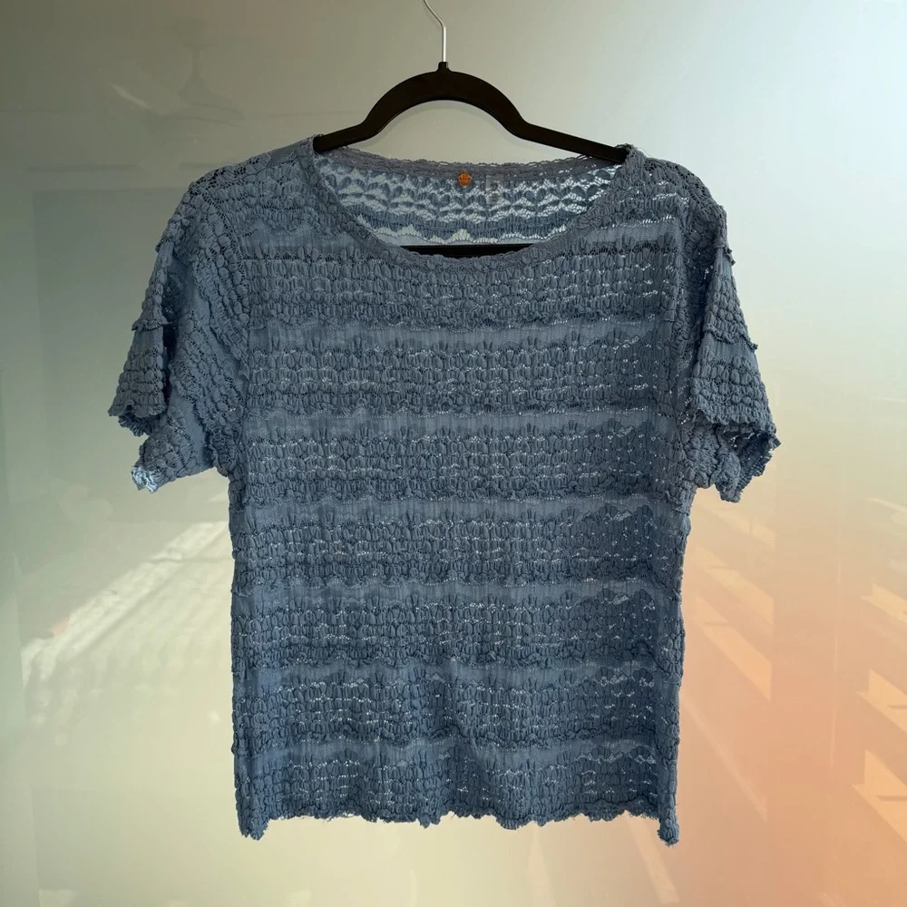 Free People Blue Angelina Lace Top - Picture 2 of 4
